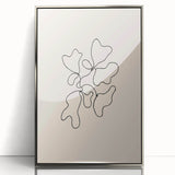 Framed abstract minimalist wall art design showcasing a sleek silver acrylic front, perfect for modern home decor with a contemporary aesthetic.