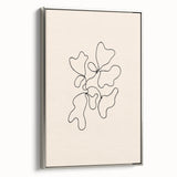Framed abstract minimalist wall art featuring a sleek silver frame, showcasing a contemporary design with subtle color gradients and geometric shapes.