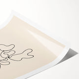 Abstract minimalist wall art print showcasing vibrant geometric shapes in soft pastel colors, rolled up and ready for framing or display.