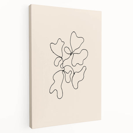 Abstract minimalist wall art collection featuring vibrant colors and geometric shapes on stretched canvas, displayed from a side view for depth.