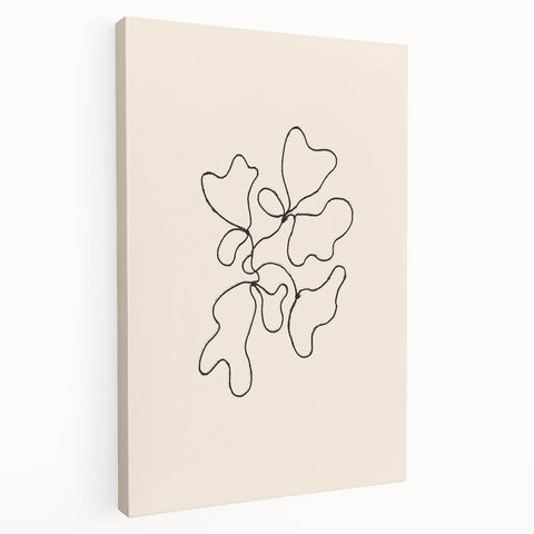 Abstract minimalist wall art collection featuring vibrant colors and geometric shapes on stretched canvas, displayed from a side view for depth.