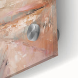 Close-up of an abstract minimalist wall art piece showcasing a blend of soft pastel colors and geometric shapes, perfect for modern decor.