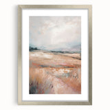 Framed abstract minimalist wall art collection featuring a silver mat and sleek frame, showcasing modern geometric designs in soft tones.