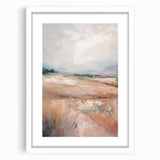 Framed abstract minimalist wall art featuring a contemporary design with soft pastel colors and a sleek white mat, perfect for modern decor.