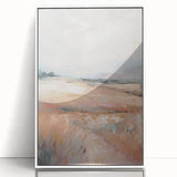 Framed abstract minimalist wall art design showcasing soft pastel colors and geometric shapes, enhancing modern home decor aesthetics.