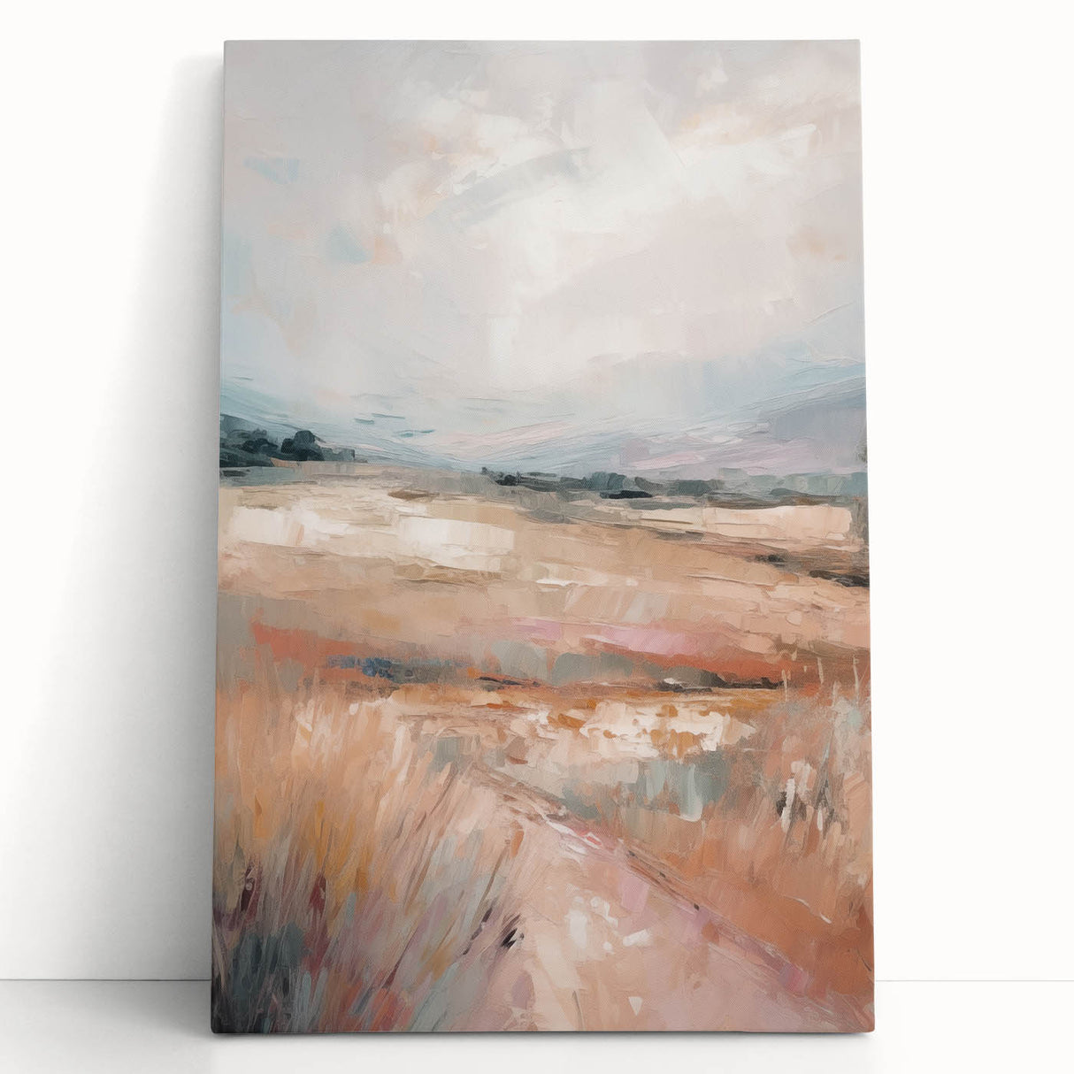 Minimalist abstract wall art canvas in soft pastel colors, showcasing geometric shapes and fluid lines, perfect for modern home decor.