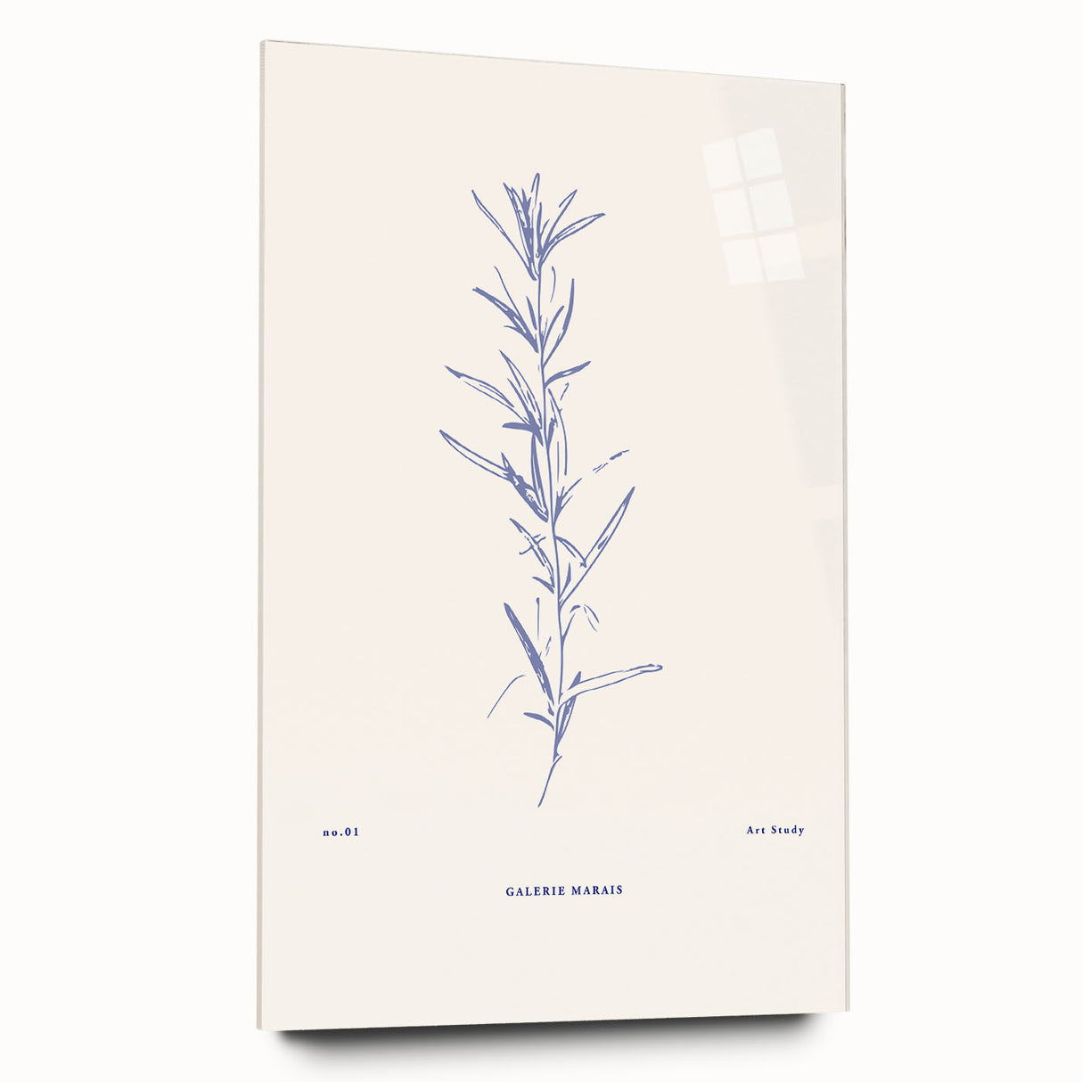 Abstract minimalist wall art collection displayed in a sleek acrylic glass frame, showcasing elegant design with subtle colors and clean lines.