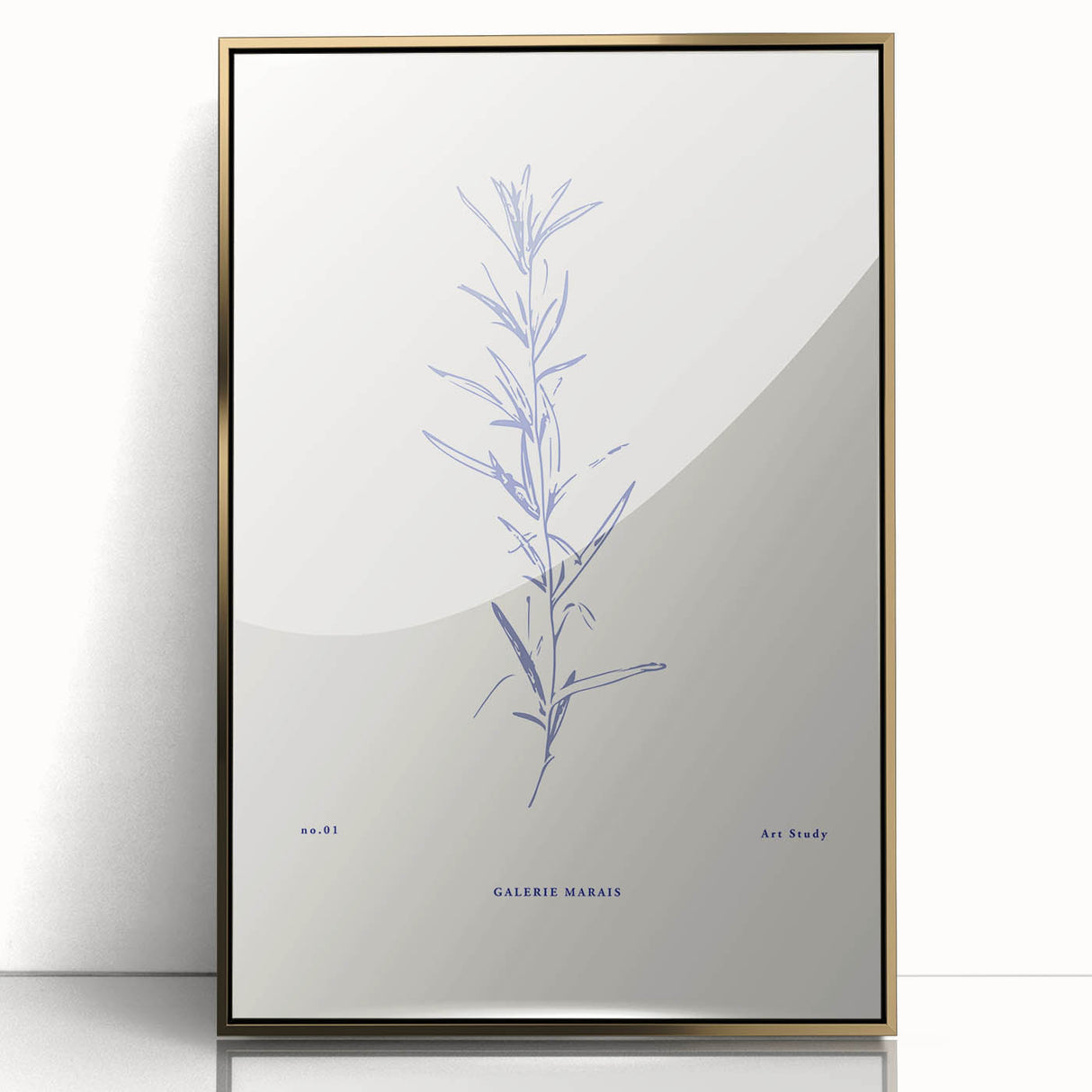 Framed abstract minimalist wall art with a gold acrylic front, showcasing elegant design and sleek lines, perfect for modern decor.