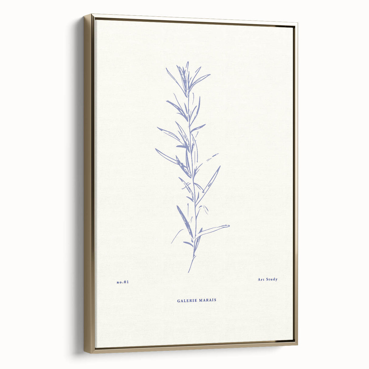 Framed minimalist wall art collection showcasing an abstract design with gold accents, displayed from a side view to highlight its elegance.