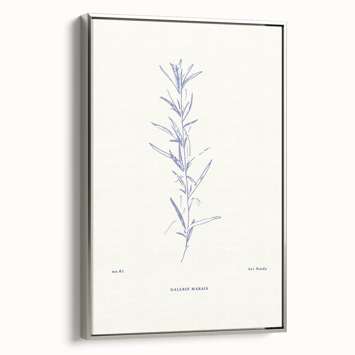 Framed abstract minimalist wall art design showcasing a silver color palette, featuring sleek lines and geometric shapes for modern decor.