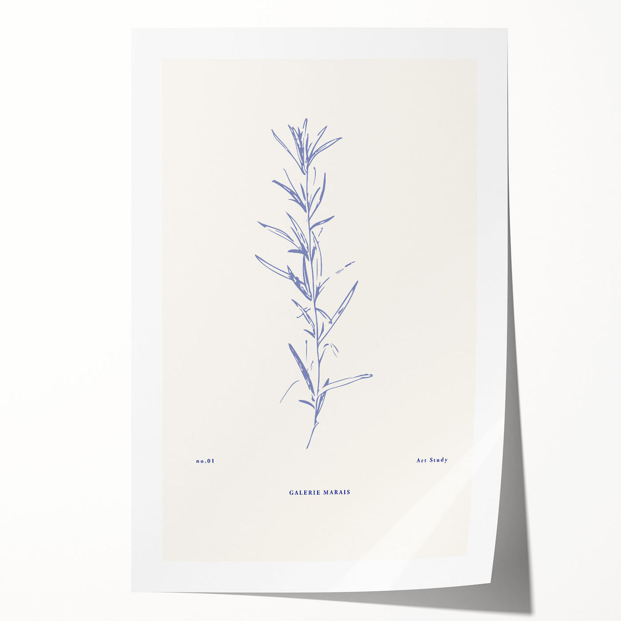 Abstract minimalist wall art print showcasing a vibrant color palette of blue and orange shapes, rolled and ready for framing.