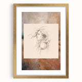 Minimalist abstract wall art collection featuring a gold-framed design with a mat, showcasing elegant shapes and textures ideal for modern decor.