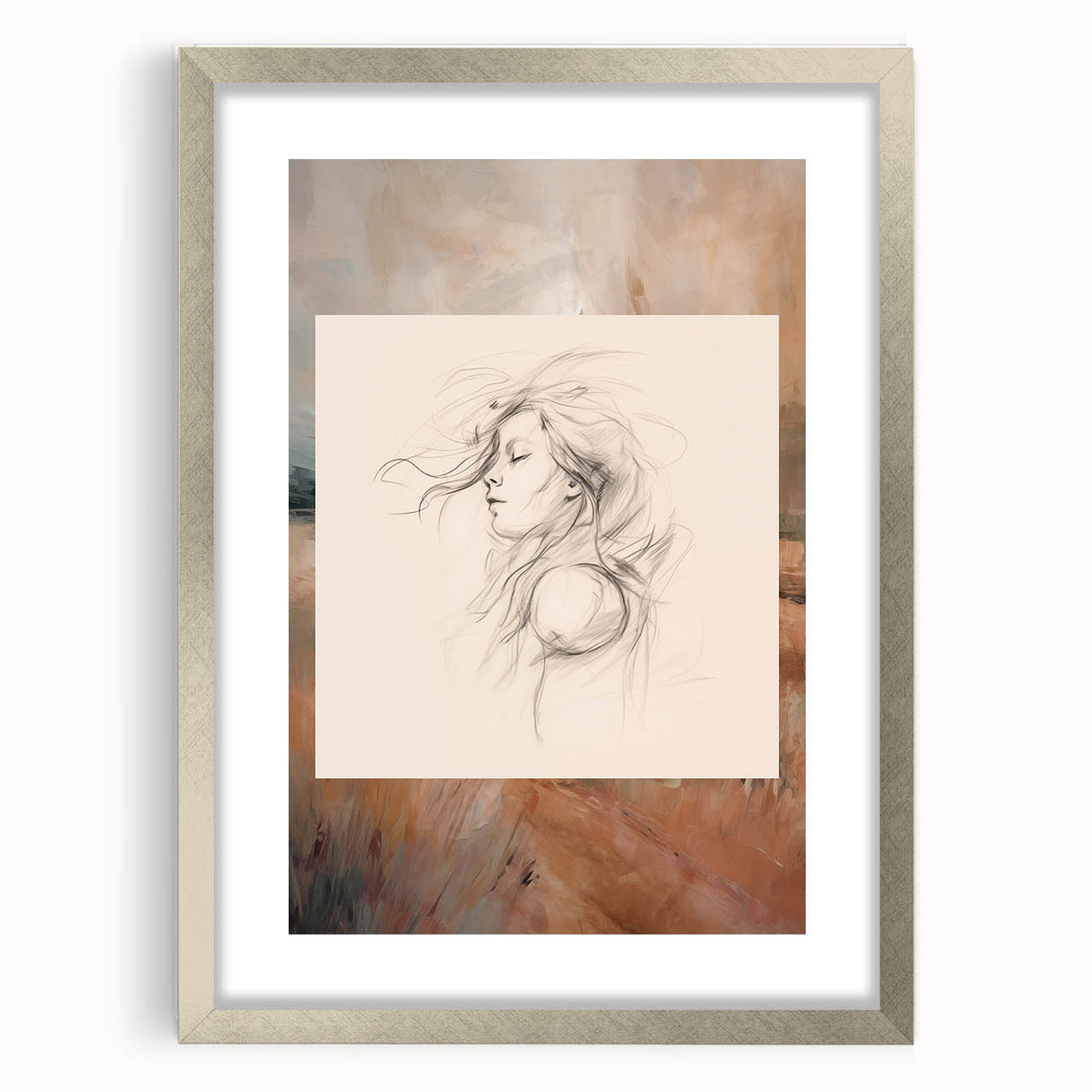 Framed abstract minimalist wall art design showcasing soft pastel colors and geometric shapes, perfect for modern home decor.