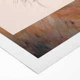 Abstract minimalist wall art print on rolled canvas, showcasing soft pastel colors and geometric shapes, perfect for modern home decor.