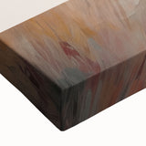 Close-up of an abstract minimalist wall art design on stretched canvas, showcasing soft blue and beige tones with elegant brush strokes for a modern decor aesthetic.