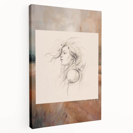 Abstract minimalist wall art design on stretched canvas, showcasing soft pastel colors and geometric shapes, ideal for modern home decor.