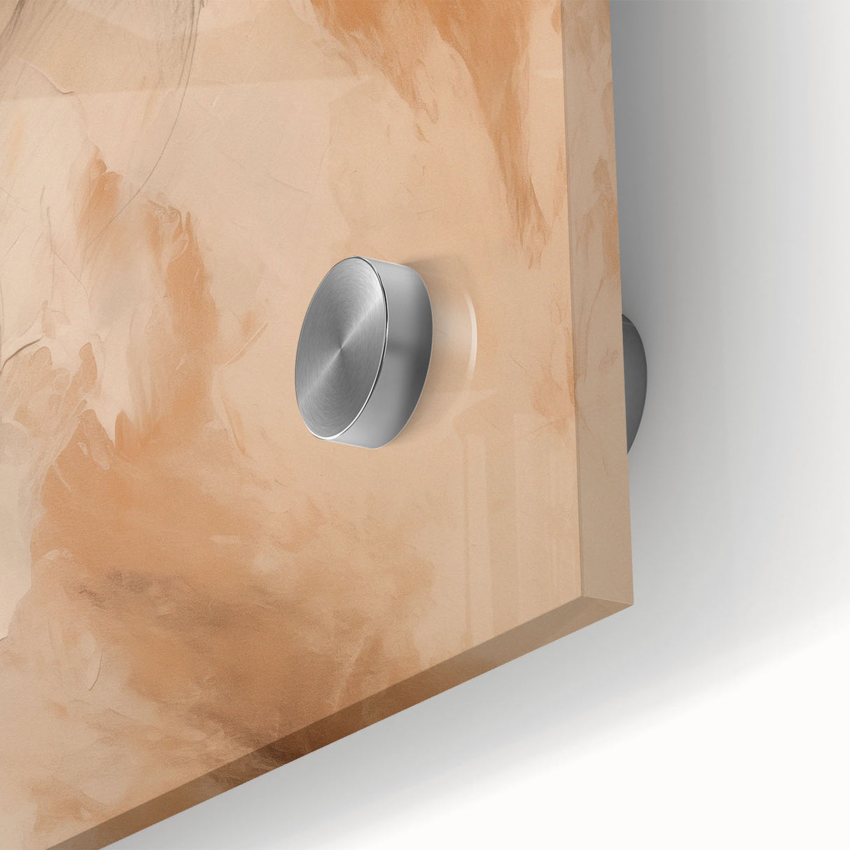 Close-up of an abstract minimalist wall art piece featuring soft pastel colors and geometric shapes, perfect for modern home decor.