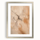 Abstract minimalist wall art collection featuring a sleek silver frame and mat, showcasing geometric design elements for modern decor.