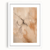 Framed abstract minimalist wall art featuring a geometric design in soft pastel colors, set in a sleek white mat for a modern aesthetic.