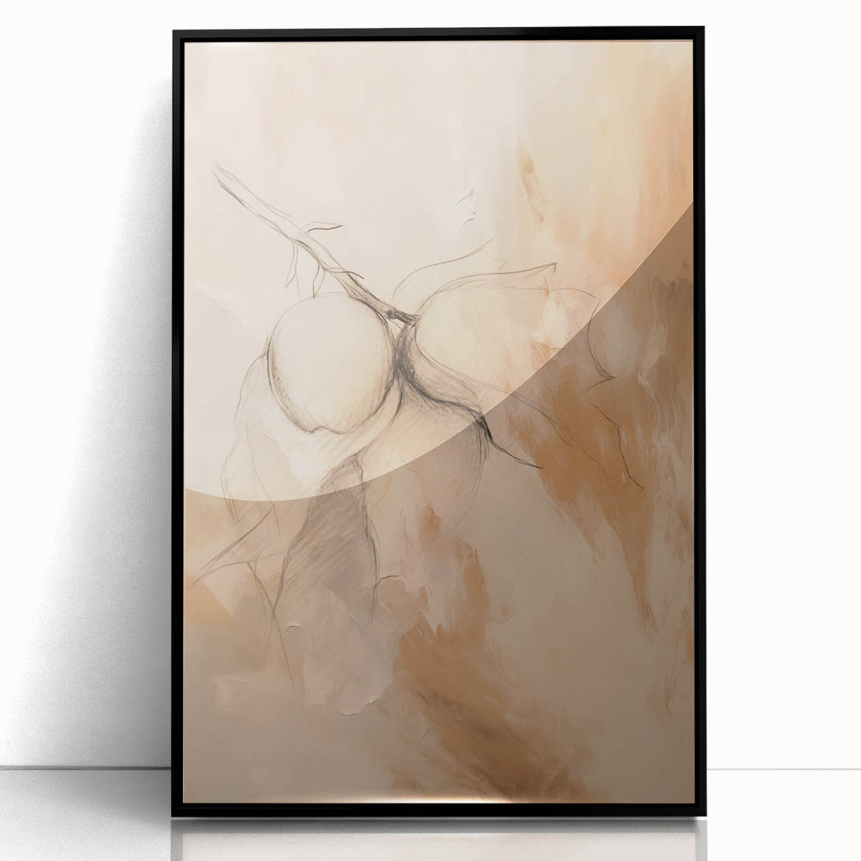 Framed abstract minimalist wall art design featuring elegant black acrylic with a sleek front view, perfect for modern home decor.