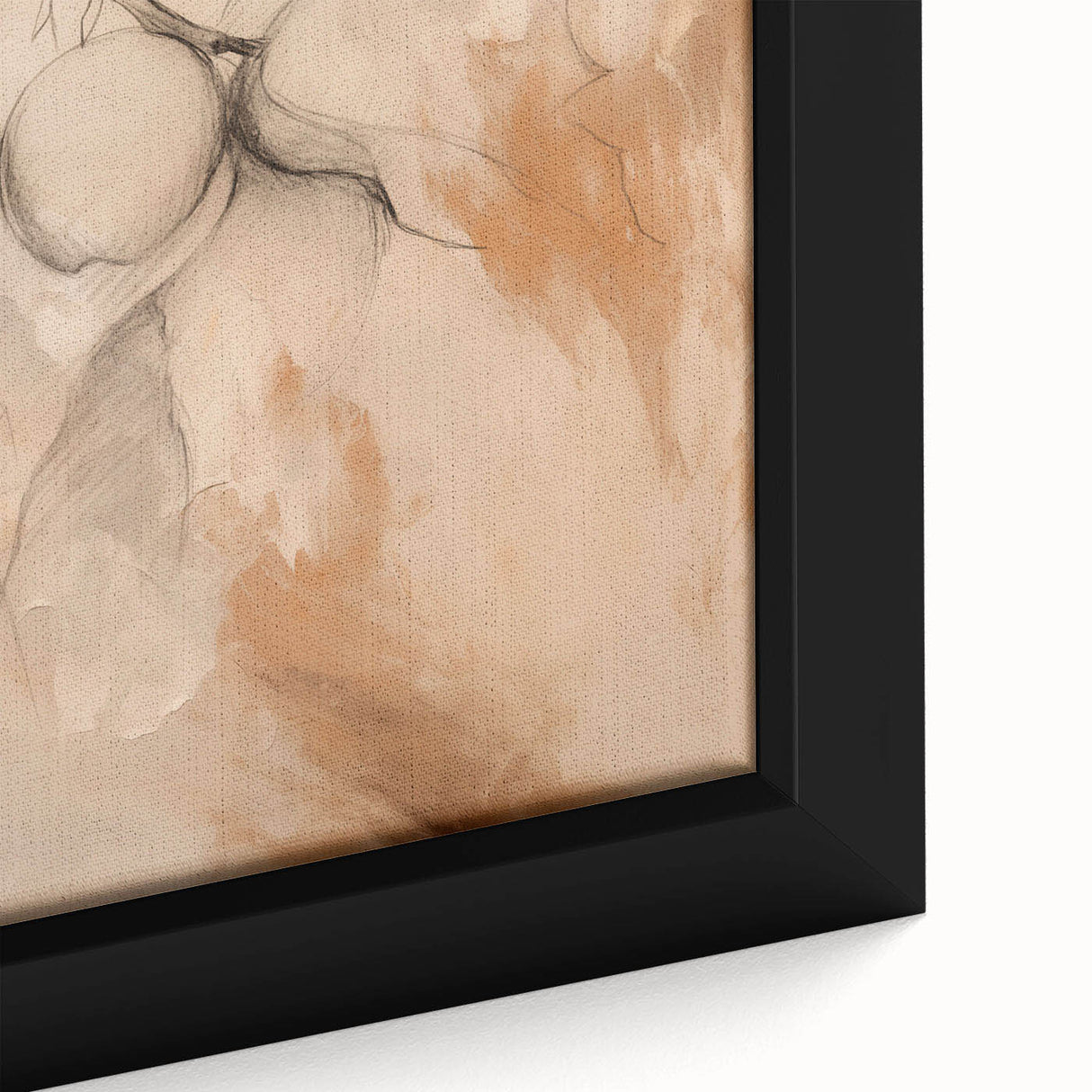 Close-up of a framed minimalist abstract wall art piece showcasing soft pastel colors and geometric shapes, perfect for modern decor.