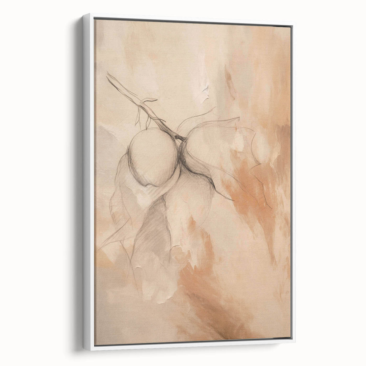 Framed abstract minimalist wall art design showcasing a sleek white canvas with geometric shapes, perfect for modern home decor.