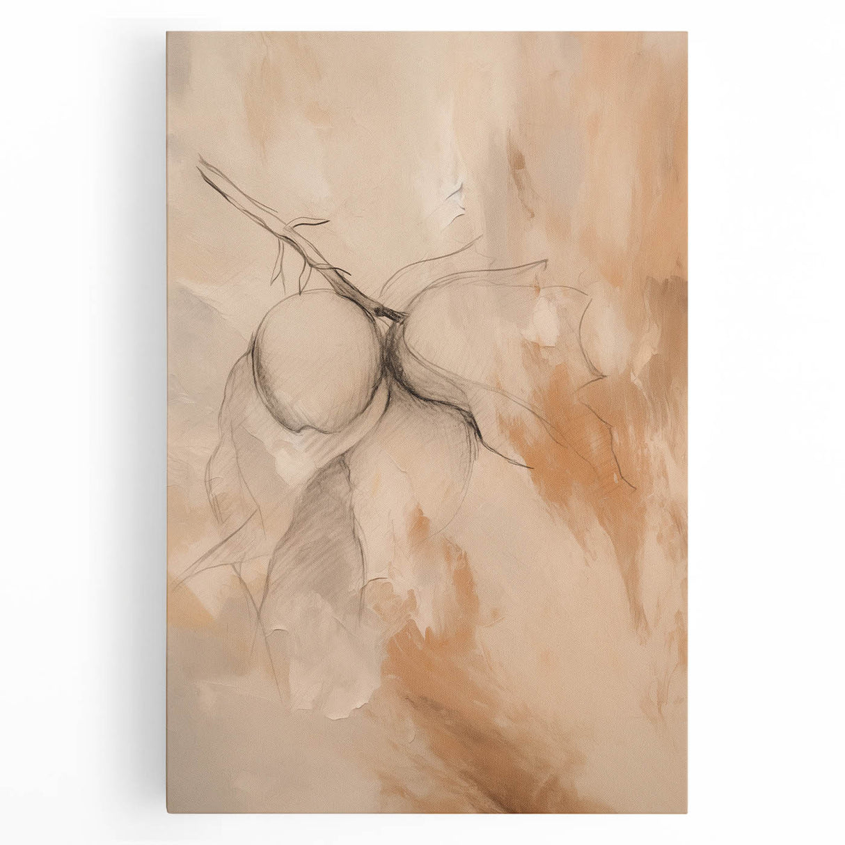 Abstract minimalist wall art collection on stretched canvas, showcasing a modern design with soft color gradients in tones of blue and beige.