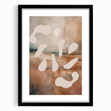 Framed abstract minimalist wall art featuring a black mat and sleek black frame, showcasing a modern design perfect for contemporary decor.