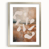Framed abstract minimalist wall art featuring a sleek silver frame and mat, showcasing an elegant design perfect for modern decor.