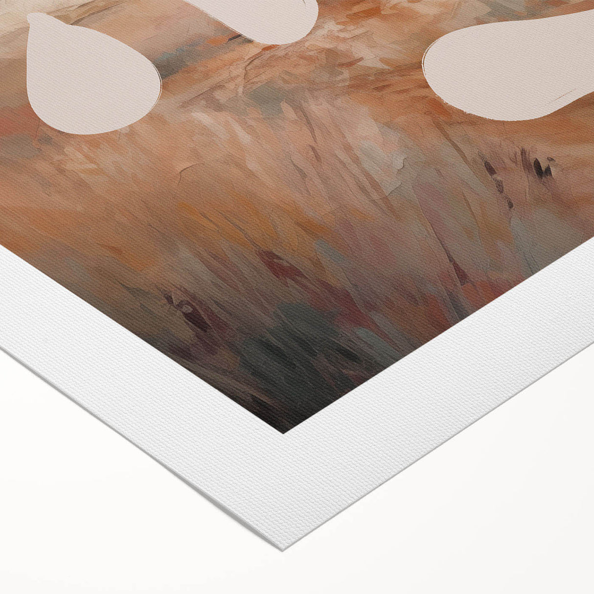 Abstract minimalist wall art print on rolled canvas showcasing a blend of soft colors and geometric shapes, ideal for modern home decor.