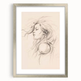 Abstract minimalist wall art design showcasing a silver-framed artwork with a mat, emphasizing clean lines and modern aesthetic, perfect for contemporary decor.