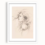 Framed abstract minimalist wall art design featuring soft pastel colors and geometric shapes, displayed with a white mat for a modern look.