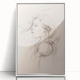 Framed abstract minimalist wall art in white, showcasing soft shapes and muted colors, perfect for modern home decor accents.