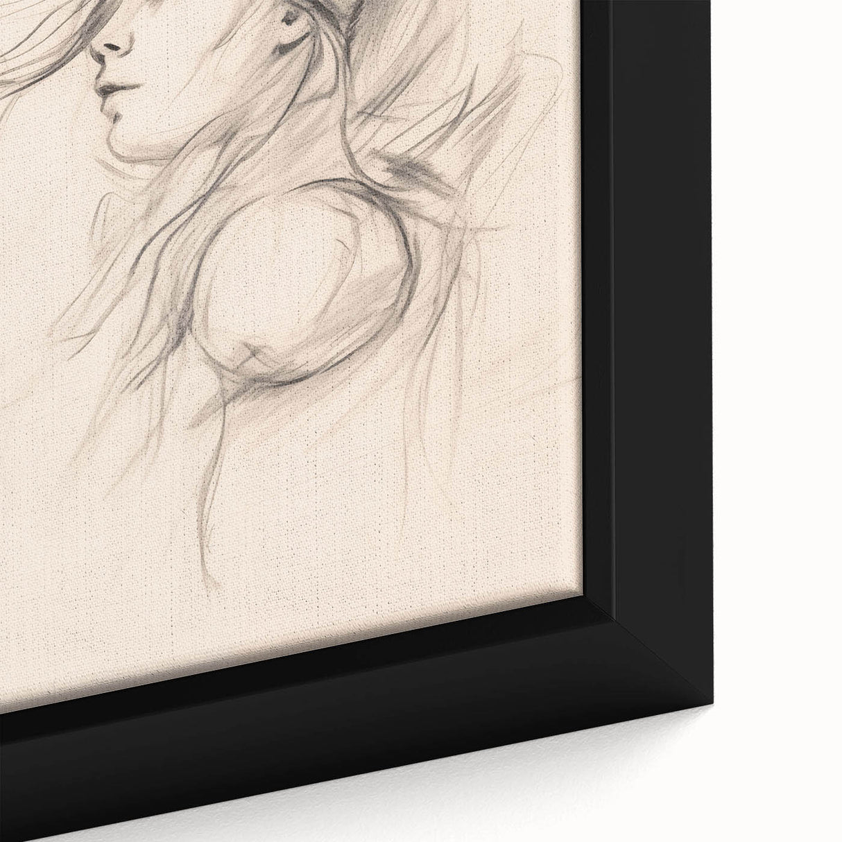 Close-up of a minimalist abstract wall art piece showcasing soft pastel colors and geometric shapes, framed elegantly for modern decor.