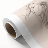 Abstract minimalist wall art design on rolled canvas, showcasing soft neutral tones and geometric shapes, ideal for modern home decor.