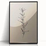 Framed abstract minimalist wall art design featuring a sleek black frame with an acrylic front, showcasing a modern geometric pattern in soft hues.