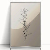 Framed abstract minimalist wall art design in a sleek white frame, showcasing vibrant colors and geometric shapes for modern decor.