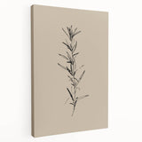 Stretched canvas wall art featuring an abstract minimalist design with soft earth tones and geometric shapes, ideal for modern home decor.