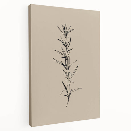 Stretched canvas wall art featuring an abstract minimalist design with soft earth tones and geometric shapes, ideal for modern home decor.