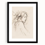 Framed abstract minimalist wall art design showcasing a sleek black frame with a mat, emphasizing a contemporary aesthetic for modern decor.