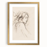 Abstract minimalist wall art collection featuring a gold-framed design with a mat, showcasing elegant lines and shapes suitable for modern decor.