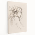 Abstract minimalist wall art collection featuring a stretched canvas design in soft earth tones, showcasing flowing shapes and dynamic lines for contemporary decor.