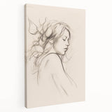 Abstract minimalist wall art collection featuring a stretched canvas design in soft earth tones, showcasing flowing shapes and dynamic lines for contemporary decor.