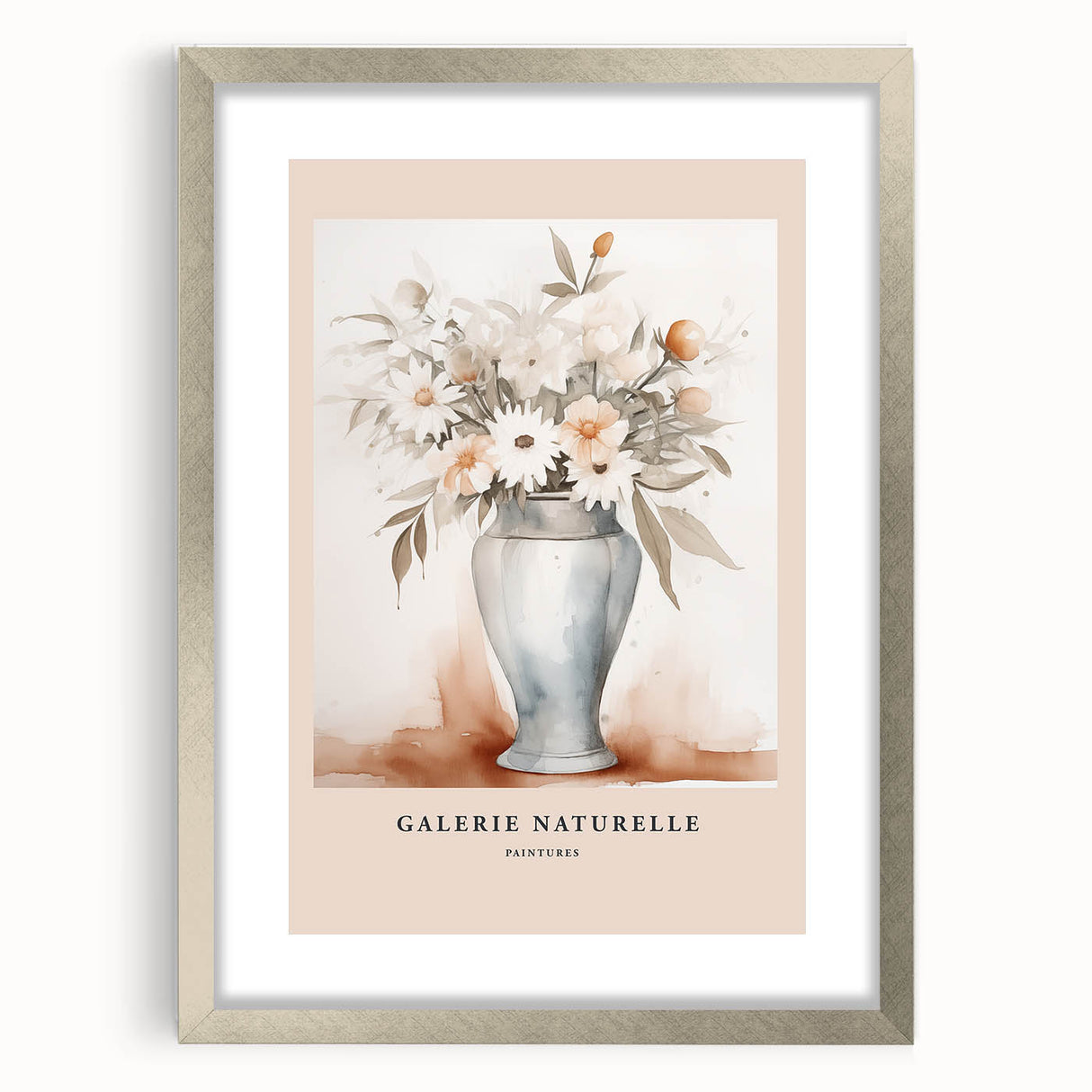 Framed abstract minimalist wall art collection featuring five contemporary designs in a sleek silver frame with a white mat, ideal for modern decor.