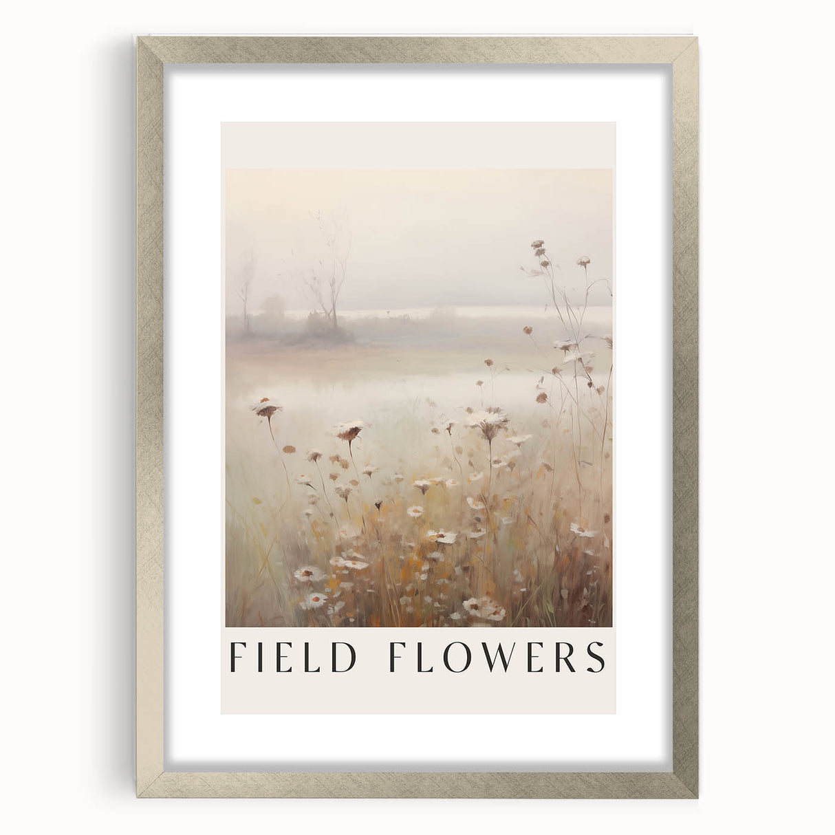 Minimalist abstract wall art collection featuring a silver frame with a mat, showcasing elegant geometric shapes and soothing colors for modern decor.