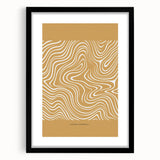 Abstract minimalist wall art featuring a black frame with a white mat, showcasing geometric shapes in soft beige and gray tones, ideal for modern decor.