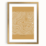 Abstract minimalist wall art collection featuring a gold frame with a mat, showcasing geometric shapes and muted colors, perfect for modern decor.