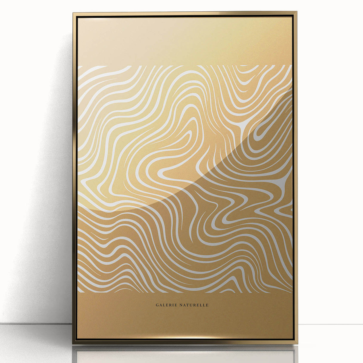 Framed abstract minimalist wall art design showcasing a gold-accented acrylic finish, perfect for modern decor. Ideal for enhancing contemporary interiors.