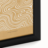 Close-up of a framed abstract minimalist wall art piece showcasing soft pastel colors and geometric shapes, perfect for modern home decor.