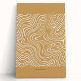 Abstract minimalist wall art design featuring soft pastel colors and geometric shapes, elegantly stretched on canvas and leaning against a wall. Ideal for modern home decor.